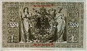 1916-1918 AD., Germany, 2nd Empire, Reichsbank, Berlin, 1000 Mark, Pick 44b/3. H-3650890 E Reverse
