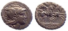Crawford 079/1, Roman Republic, Anonymous (wheel symbol), Serrate Denarius
