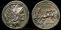 Crawford 323/1, Roman Republic, 101 BC., moneyer Lucius Julius, Denarius