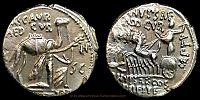 Crawford 422/1b, Roman Republic, 58 BC., Marcus Aemilius Scaurus and Publius Plautius Hypsaeus, Denarius