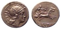 Crawford 387/1, Roman Republic, L. Rutilius Flaccus, Denarius