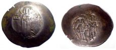 1183-1185 AD., Andronicos I. (Comnenus), Billon Aspron Trachy, Constantinopolis mint, Sear 1985.