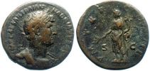 121-122 AD., Hadrian, Rome mint, Ã† As, RIC 616c.