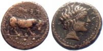 Gela in Sicily,   425-400 BC., Æ Trias.