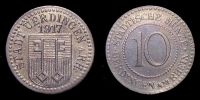 1917 AD., Germany, Rhine Province, City of Uerdingen, Notgeld, 10 Pfennig, zinc.