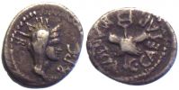 Crawford 529/4b, Marc Antony and Octavian, Gaul, 40-39 BC., Quinarius.