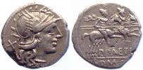 Crawford 233/1 ; Roman Republic, Rome mint, moneyer P. Aelius Paetus, 138 BC., Denarius.