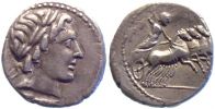 Crawford 350A/2, Roman Republic, Rome mint, moneyers C. Gargonius, M. Vergilius, Ogulnius, Denarius, 86 BC.