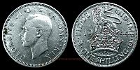 1944 AD., United Kingdom, George VI, Royal Mint, 1 Shilling, KM 853.