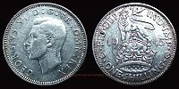 1945 AD., United Kingdom, George VI, Royal Mint, 1 Shilling, KM 853.