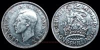 1946 AD., United Kingdom, George VI, Royal Mint, 1 Shilling, KM 853.