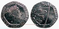 2019 AD., United Kingdom, Elizabeth II, Royal Mint, 20 Pence, KM 1336. 