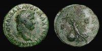 66-67 AD., Nero, Lugdunum mint, As, RIC 543 / 605 var.