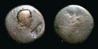 Tyra in Sarmatia, 81-98 AD., Domitian, Æ 21, countermarked between the eras of Domitian and Trajan, RPC 494.