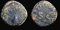  41 AD., Claudius, Rome(?) mint, Quadrans, RIC 84. 