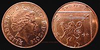 2014 AD., United Kingdom, Elizabeth II, Royal Mint, 2 Pence, KM 1108. 