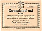 1923 AD., Germany, Weimar Republic, Dittersbach (municipality), Notgeld, currency issue, 20.000 Mark, Keller 1029a.1. 13268 Obverse 