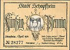 1921 AD., Germany, Weimar Republic, Schopfheim (town), Notgeld, collector series issue, 50 Pfennig, Grabowski/Mehl 1201.1-2/6. 28277 Obverse 