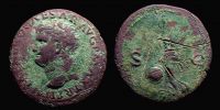  66-67 AD., Nero, Lugdunum mint, As, RIC 544 / 606.