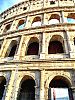 Colosseum of Rome, the exterior showing the intact original faÃ§ade at the north side of the outer wall.