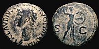  41-42 AD., Claudius, Tarraco mint, As, RIC 100. 