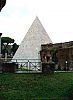 Pyramid of Cestius, Rome, incorporated into the Aurelian Walls near Porta San Paolo and Protestant Cemetery.