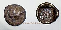 Lycia,       450-420 BC., Lycian Dynast Tethtiweibi, Kandyba mint?, Diobol, Reuter coll. 61.