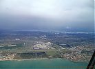 Italy, Fiumicino airport on the Tyrrhenian Sea coast. The mouth of the Tiber, with the hexagonal harbour of Portus (modern day "Lago Traiano").