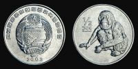 Korea, 2002 AD., North Korea, World of Animals Series commemorative, Â½ Chon, KM 184.