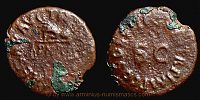  41 AD., Claudius, Rome(?) mint, Quadrans, RIC 85. 