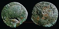 Clunia in Hispania,  14-37 AD., Tiberius, As, RPC 454 var.