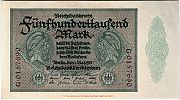 1923 AD., Germany, Weimar Republic, Reichsbank, Berlin, 3rd issue, 500000 Mark, printer Reichsdruckerei, Berlin, Pick 88b/1. GÂ·0157690 Obverse