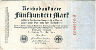 1922 AD., Germany, Weimar Republic, Reichsbank, Berlin, 2nd issue, 500 Mark, Pick 74a. 0439933 Obverse