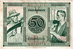 1920 AD., Germany, Weimar Republic, Reichsbank, Berlin, 50 Mark, Pick 68. V-AÂ·2320274 Reverse