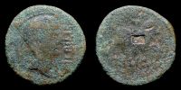 Bilbilis in Hispania,    30-20 BC., Augustus, As, countermarked by Legio V Alaudae (?), RPC 387 var.