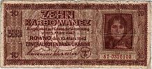 Ukraine, 1942 AD., German Occupation WWII, 10 Karbowanez, Pick 52. 57Â·0320102 Obverse 