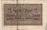 1940-1945 AD., Germany, 3rd Reich, for German occupied territories during WWII, Reichskreditkasse, 1 Reichsmark, Pick R136b. 574Â·476990 Reverse