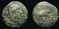 350 AD. and later, Magnentius, irregular mint imitating the Lugdunum mint, Ã†2, cf. RIC 115.