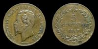 1867 AD., Italy, Vittorio Emanuele II, Milan mint, 5 Centesimi, KM 3.2.