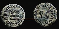   5 BC., Augustus, Rome mint, moneyers Apronius, Galus, Messalla, and Sisenna, triumviri monetalis, Quadrans, RIC 454a.