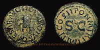  42 AD., Claudius, Rome mint, Quadrans, RIC 90. 