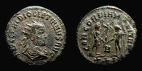 284-294 AD., Diocletian, Cyzicus mint, silvered Æ Antoninianus, RIC 306.