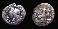 Crawford 163/1, Roman Republic, Rome mint, 179-170 BC., anonymous feather series, Denarius.