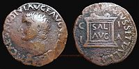 Ilici in Hispania,  14-37 AD., Tiberius, issued by duomviri Marcus Iulius Settal and L. Sestius Celer, As, RPC 196.