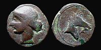   221-218  BC., Carthago Nova in Hispania (?), Ã†22, Villaronga (CNH) 69.45.