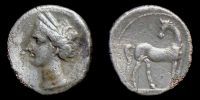   220-215 BC., Punic Empire, Carthage or Sicily, Â½ Shekel, SNG Cop. 337.