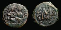  573-574 AD., Justin II, Constantinopolis mint, Follis, Sear BC 360.