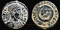 320-321 AD., Crispus Caesar, Ticinum mint, Follis, RIC 158.