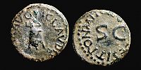  41 AD., Claudius, Rome(?) mint, Quadrans, RIC 84. 