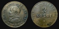 1866 AD., Italy, Papal State, Pius IX, Rome mint, 2 Soldi, KM 1373.